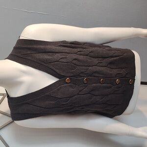 a new day Gray V-Neck Cable Knit Sweater 21" Bust 20 1/2" Long